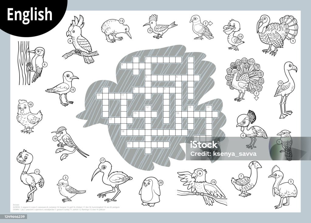 Englisch Arbeit 6 Buchstaben Kreuzworträtsel Schwarzweiß Kreuzworträtsel In Englisch Bildungsspiel Für Kinder