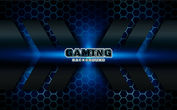 istock Abstract futuristic gaming background with modern esport shapes. 1249647829