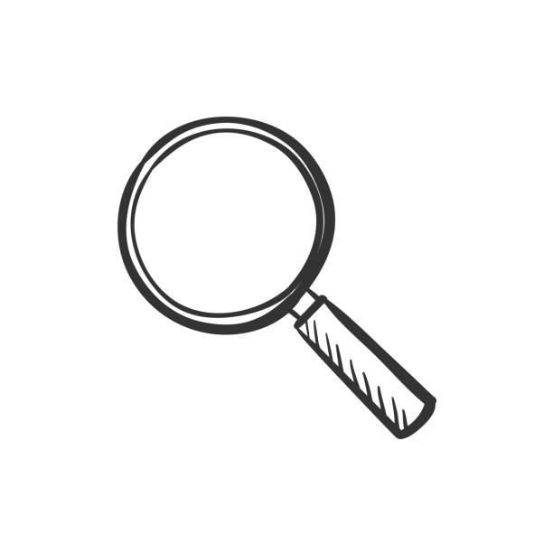 ikona wyszukiwania rysowania strony doodle - equipment magnifying glass glass science stock illustrations