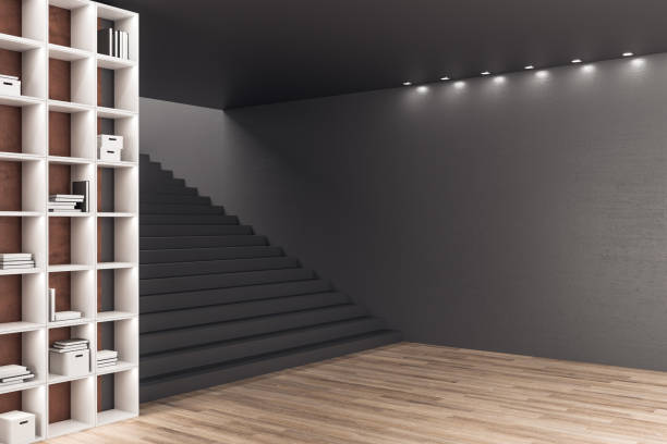 istock Contemporary loft office room with bookcase 1249648752