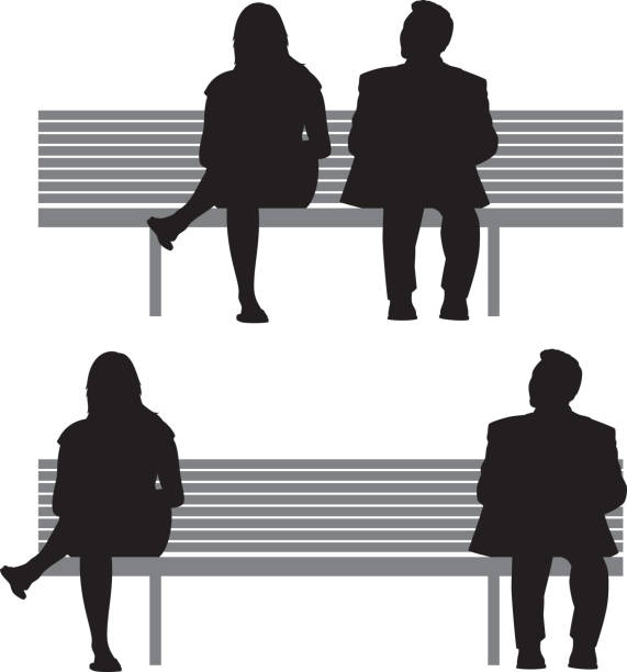 illustrations, cliparts, dessins animés et icônes de femme et homme s’asseyant sur des silhouettes de banc - bench park park bench silhouette