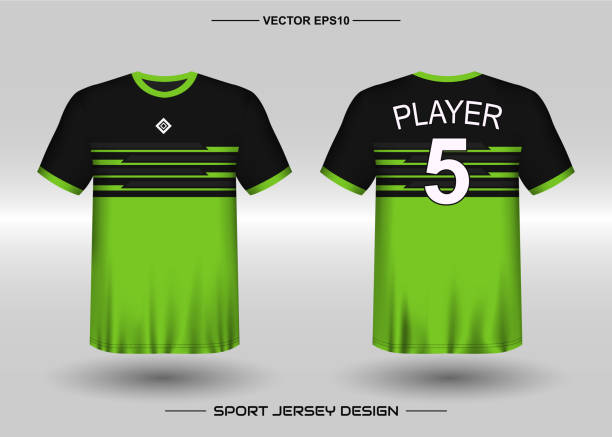 t-shirt sportowy szablon projekt wektorowy, soccer jersey makieta dla klubu piłkarskiego. jednolity widok z przodu i z tyłu. odzież mężczyźni dla dorosłych. - soccer ball running sports uniform red stock illustrations