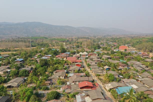 istock Drone view of small village in Phrae Thailand 1249650937