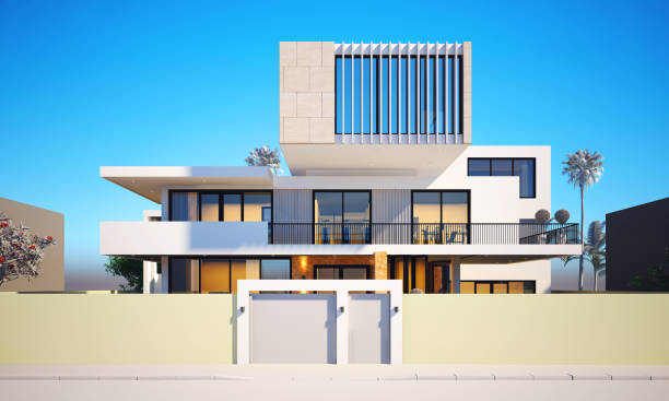 istock 3d render of luxury villa house exterior view 1249657747