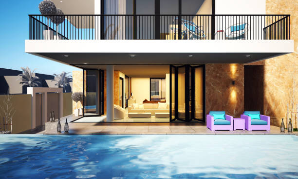 istock 3d render of luxury villa house exterior view 1249657862