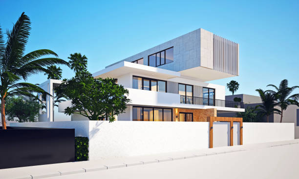 istock 3d render of luxury villa house exterior view 1249657863