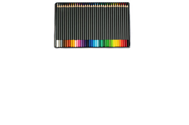 istock Colored pencils in a case on a white background. 1249658552
