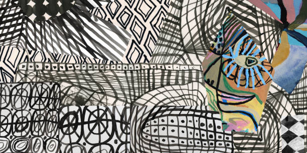 istock Collage of graphic patterns and female's face 1249663285