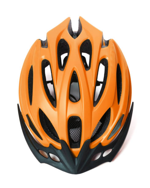 그림자가 있는 흰색 배경에 고립��된 자전거 헬멧 - high angle view sport vertical studio shot 뉴스 사진 이미지