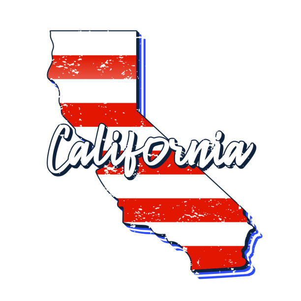 istock American flag in California state map. Vector grunge style with Typography hand drawn lettering California on map shaped old grunge vintage American national flag isolated on white background 1249678117