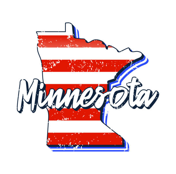 istock American flag in minnesota state map. Vector grunge style with Typography hand drawn lettering minnesota on map shaped old grunge vintage American national flag isolated on white background 1249678134