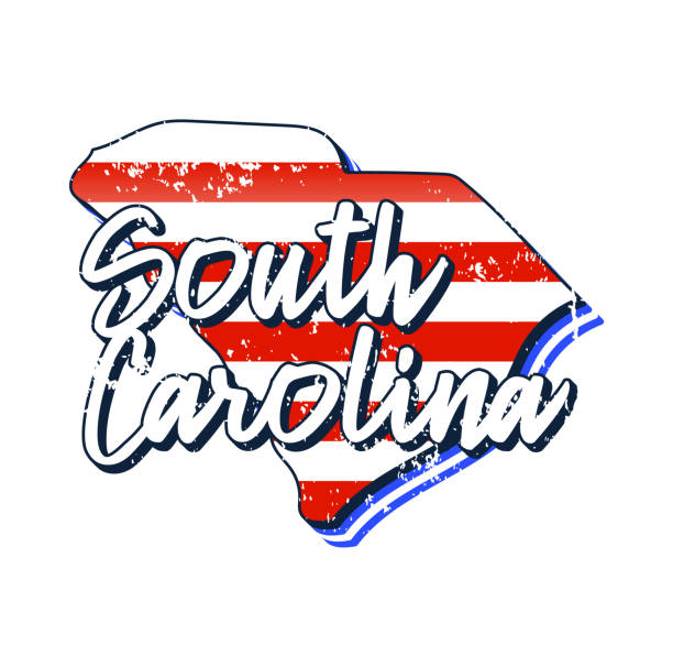 istock American flag in south carolina state map. Vector grunge style with Typography hand drawn lettering south carolina on map shaped old grunge vintage American national flag isolated on white background 1249678150