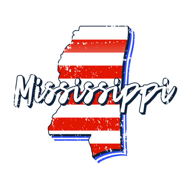 istock American flag in mississippi state map. Vector grunge style with Typography hand drawn lettering mississippi on map shaped old grunge vintage American national flag isolated on white background 1249678152