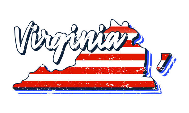 istock American flag in virginia state map. Vector grunge style with Typography hand drawn lettering virginia on map shaped old grunge vintage American national flag isolated on white background 1249678155