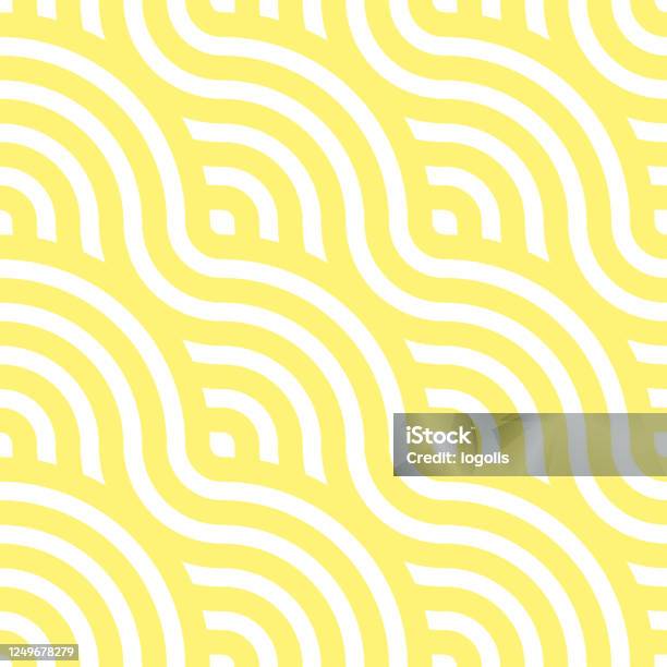 Noodle Seamless Pattern Yellow Waves Abstract Wavy Background Vector Illustration Stock Illustration - Download Image Now