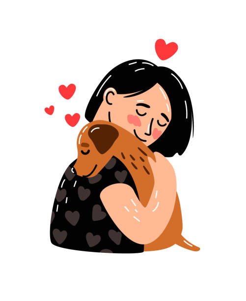 illustrations, cliparts, dessins animés et icônes de femelle et chien - humor pets loving vertical
