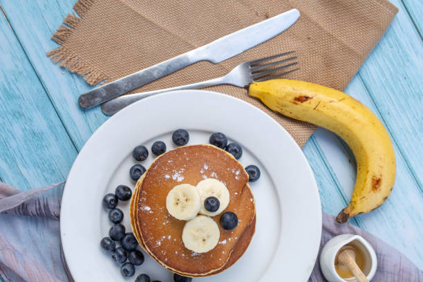 istock Pancake with fresh blueberries and banana 1249697290