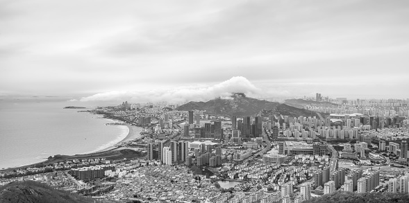 Cityscape of Kitakyushu Moji seen from the top of the mountain