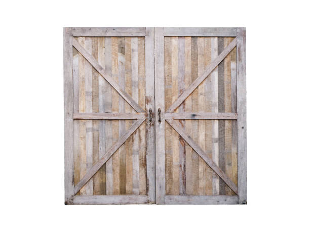 puerta cerrada de madera - barn door fotografías e imágenes de stock