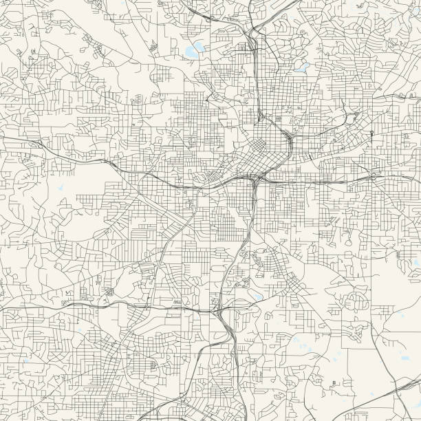 Atlanta, Georgia Vector Map Topographic / Road map of Atlanta GA. Original map data is public domain sourced from www.census.gov/ georgia stock illustrations