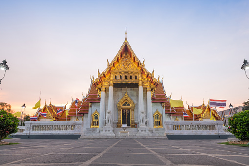 The Marble Temple in Bankgok Thailand. Locally known as Wat Benchamabophit the most famaus tourist place in bangkok