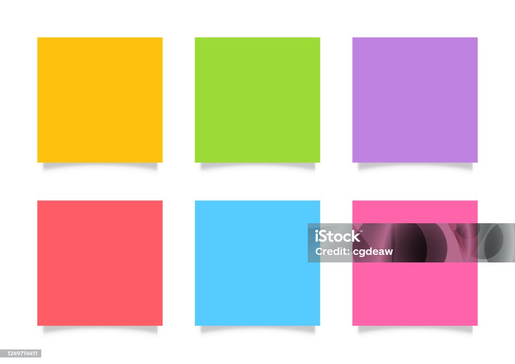 Note Paper Color Collection Of Different Colored Sheets Of Note Papers Isolated On White ...