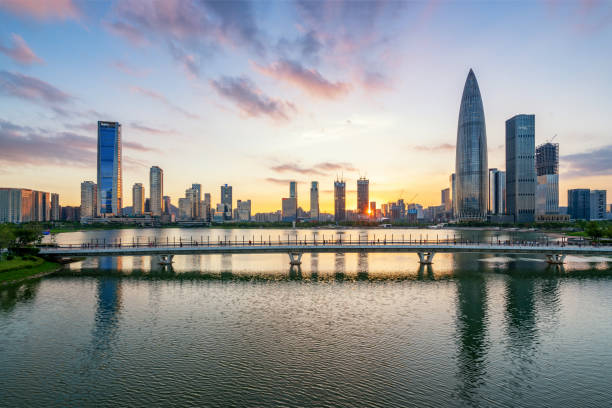 istock beautiful sunset in shenzhen city skyline 1249714417
