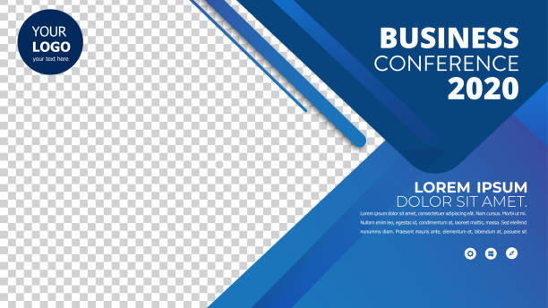 파란색 기하학적 배경이있는 배너 디자인.벡터 일러스트레이션 - corporate stock illustrations
