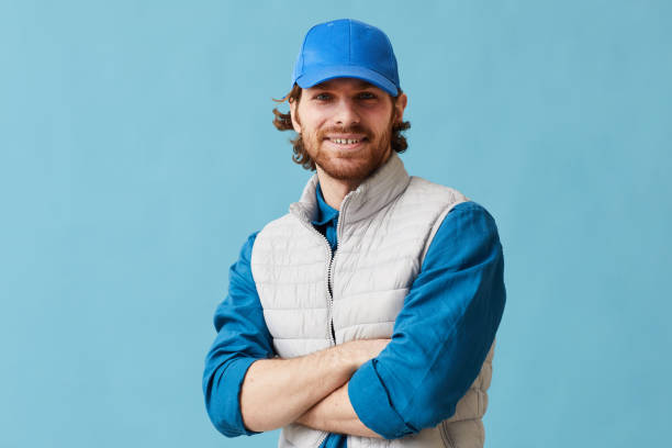 istock Delivery person in uniform 1249717128