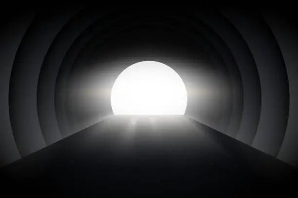 Vector illustration of light at the end of the tunnel