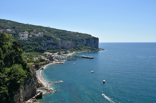Panoramic view of the coast of Vico Equense in the province of Naples.