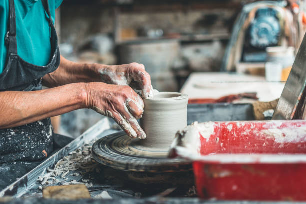 istock Pottery in the making, Raku firing method 1249736185