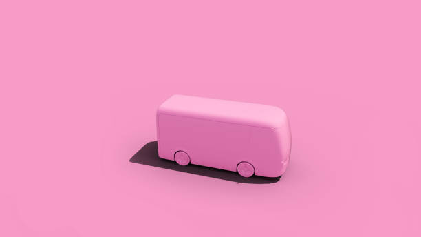 istock pink electric self-driving van for branding 1249736577
