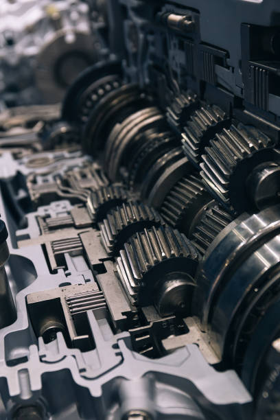 istock The engine of the vehicle from the inside. Close up. 1249737246
