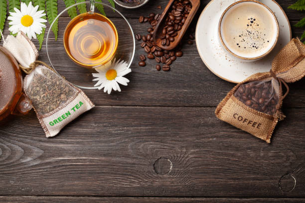istock Herbal tea in teapot and cup and espresso coffee 1249737561