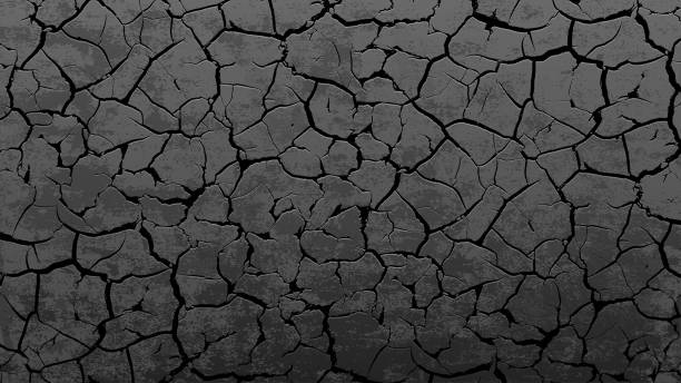 Texture of a crack on a black stone wall or soil Texture of a crack on a black stone wall or soil. Vector background silt stock illustrations