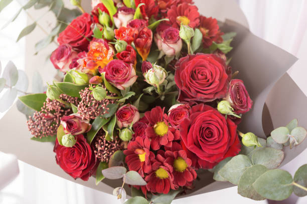 istock Festive luxury bouquet with red roses 1249754923