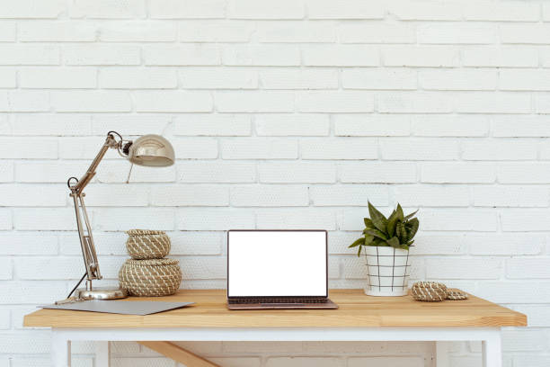 istock Cozy still life background, the new home office setups 1249755945