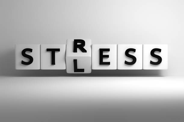 Words stress less written in bold black letters on white cubes Words Stress Less written in bold large letters on white cubes. 3d illustration. calm before the storm stock pictures, royalty-free photos & images