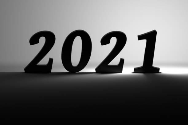 istock Simple black and white 2021 new year greeting card 1249760496
