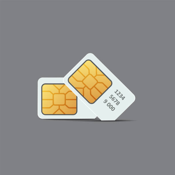 ilustrações, clipart, desenhos animados e ícones de chip de simulação de cartão sim. cartão plástico de ilustração de conexão celular - sim card