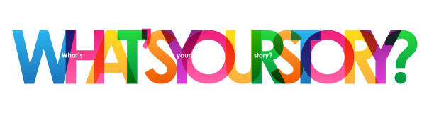 jaka jest twoja historia? kolorowy baner typograficzny - biografia stock illustrations
