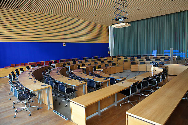 istock Conference room with chairs in a semi circular layout 124976434