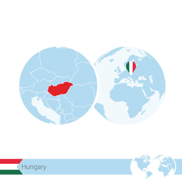 Hungary On World Globe With Flag And Regional Map Of Hungary Stock Hungary On World Globe With Flag And Regional Map Of Hungary 