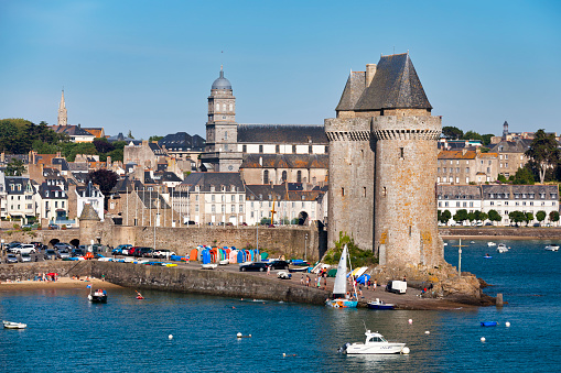 Saint-Malo, France - June 02 2020: The Solidor Tower was built in the 14th century. This dungeon with 3 towers is known for its striking coastal views.
