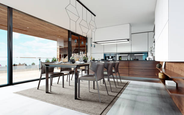 istock Design dining table set in the kitchen. Contemporary style. 1249765642