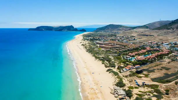 Aerial view of Porto Santo island island beach