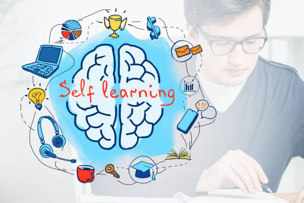 istock Young man in glasses, self education sketch 1249770894