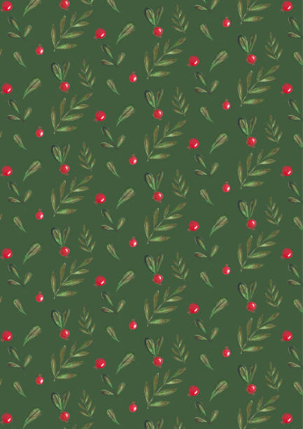 istock Watercolor pattern with cranberry and leaves, forest print for textile,fabric,wrapping 1249771984