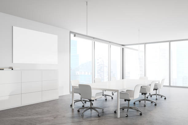istock White meeting room with horizontal poster 1249772116